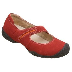 Keen Red suede Flats with Black Soles Size 8